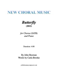 Butterfly SATB choral sheet music cover Thumbnail